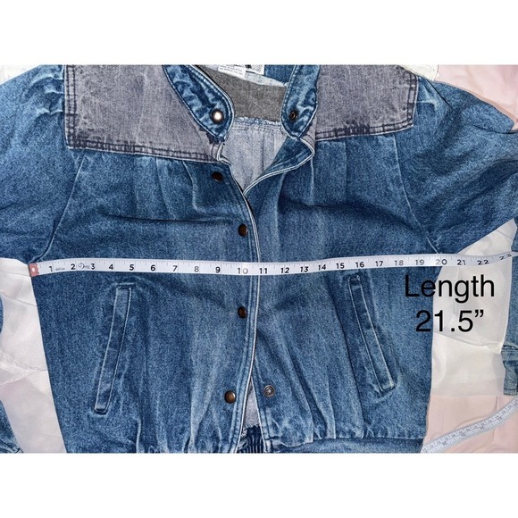 Vintage WBRK-FM gray and blue denim jacket 80's to 90's snap front size medium - Picture 9 of 9